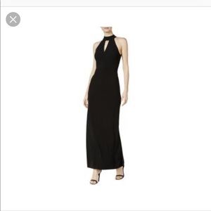 Calvin Klein Womens Crepe Halter Evening Dress